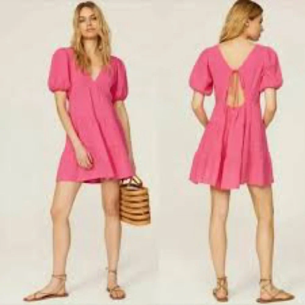 Xirena Nissa Pink Babydoll Puff Sleeve Mini Dress Small - Picture 2 of 6
